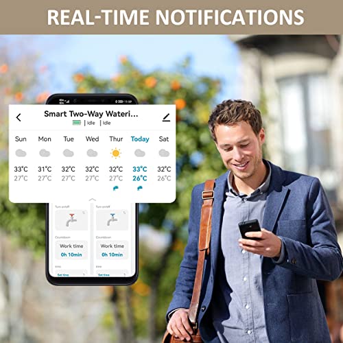Smart WiFi Water Timer 2-Zone, Sprinkler Timer with Wi-Fi Hub, 2 Outlets Bluetooth Hose Timer Work with Alexa with Rain Delay, Wireless Irrigation Timer with Automatic/Manual for Garden/Lawn/Faucet