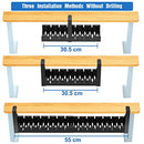 Necomi No Drill Under Desk Cable Management Tray, 21.7" Retractable Clamp Mounted Desk Cable Cord Organizer for Wire Management, Sturdy Metal Cable Tray Basket for Home Office(Black)