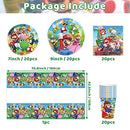 Super Mario Birthday Party Decorations, Mario Party Supplies Include Plates Napkins and Cups Tablecloth Boys Kids Mario Party Tableware Set 20 Guests