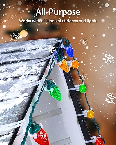 Brightown All-in-One Christmas Light Clip, Universal Gutter and Shingle Clip for C7, C9 and Mini Lights, 100 Pack