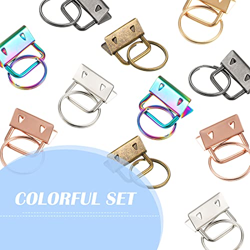 Hotop, 72 Pieces Keychain Fob Hardware Key Fob Hardware Wristlet Hardware Lanyard with Metal Ring for Keychain and Wristlet (Rose Gold, Chameleon, Gray, Gold, Silver, Bronze,25 mm), 25mm