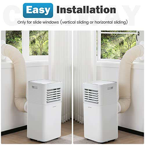 Costway 7000 BTU Portable Air Conditioner, 3-in-1 Air Cooler w/Fan & Dehumidifier Mode, Quiet AC Unit w/Sleep Mode, 2 Fan Speeds, 24H Timer, LED Display, 4 Casters, Remote Control, Cool up to 15㎡