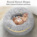 rabbitgoo Cat Beds for Indoor Cats, 20 inches Cat Bed Machine Washable, Fluffy Round Pet Bed Non-Slip, Calming Soft Plush Donut Cuddler Cushion Self Warming for Small Dogs Kittens, Light Grey, Medium