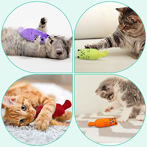 Catnip Toys, [8 PCS] Soft Plush Cat Nip Chew Toy for Indoor Cats, Interactive Kitten Pillow Kitty Teething Toy