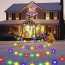 Christmas Lights Outdoor Decorations, 360LED Waterfall Christmas Tree Lights with IP44 Waterproof Plug in,8 Mode Twinkle Festoon Fairy Star String Lights for Indoor Yard Patio Party Wedding(Colourful)