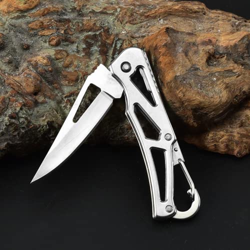 Lightweight Folding Pocket Knife with 2.36 inch Stainless Steel Blade & Handle - Built-in Carabiner, Tactical Knife - Versatile Tool for Camping, Climbing, Fishing, and Survival