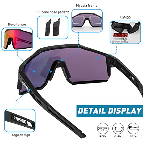 KAPVOE Polarized Cycling Glasses Full Screen TR90 Lightweight Sports Sunglasses for Women Men Goggles Bike Running Accessories 01