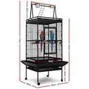 i.Pet Bird Cage 81 x 76 x 173cm Large Guinea Pig Pet Birds Parrot Ferret Cages Aviary Budgie Finch Canary Stand Toys,Black 2 Perch with Wheel + Slide-Out Removable Tray and Top