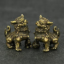 BESPORTBLE Chinese Lion Figurine Miniature Chinese Guardian Lion Brass Pair Lion Sculpture Foo Dogs Lucky Charm Micro Landscape Dollhouse Decoration Wedding Birthday Gift