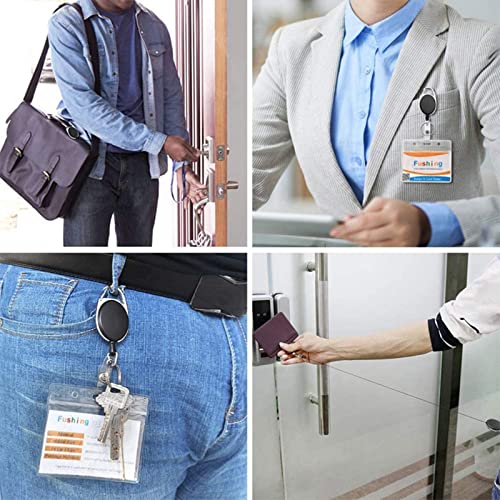 10Packs Retractable Badge Reel with Carabiner Reel Clip Key Ring Retractable ID Card Holder Key Chain Holders for Office Worker Doctor Nurse Employee