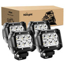 Nilight - 60001S-C LED Light Bar 4PCS 18W 1260lm Spot LED Pods Driving Fog Light Off Road Lights Bar Jeep Lamp