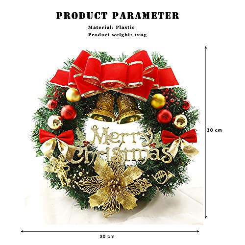 DUUKOA 12 inch Christmas Wreath with Transparent Hook Christmas Decorations for Wall, Door