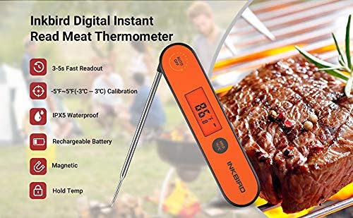 Inkbird Digital Meat Thermometer IHT-1P, Waterproof Instant Read Food Probe Thermometer with Backlight and Magnet for Cooking Kitchen BBQ Grill Smoker Deep Fry Candy Liquid