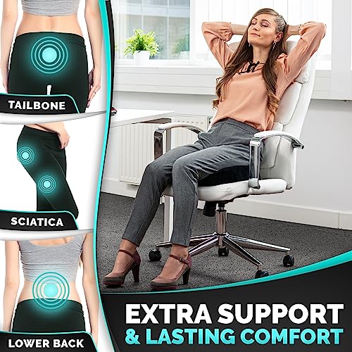 iamcomfi Seat Cushion - Medium - Coccyx Car Seat Cushion for Office Chair, Desk & Car Driving - Premium Heat Sensitive & Durable Memory Foam Sitting Pillow - Home Office Back Cushions & Seat Cushions