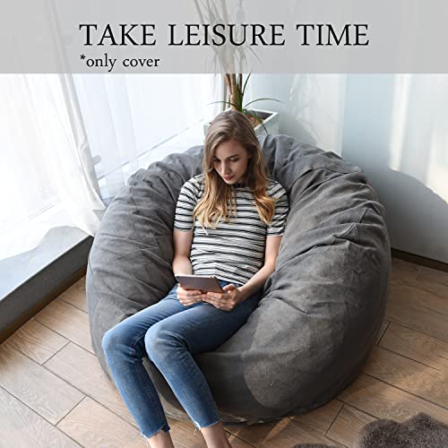 YuppieLife Durable Bean Bag Chair Cover, 4Ft Sack, Dark Grey (No Filler)