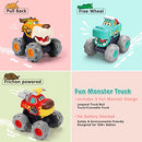 REMOKING Baby Toys Car for 1 2 3 Year Old,3 Pack Pull Back Friction Powered Push and Go Cars Toys for Toddler Boys Girls Baby Gift,Big Wheel Animal Truck Toy,Early Educational Toy for 12 18 Month Baby