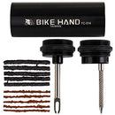 Tubeless MTB Road Bike Tire Repair Kit - Bicycle Mountain Tire Plug Kit - Flat Tire Tackle Repair Patch Kits - Aluminium Full CNC Finish with 5 Brown 1.5mm & 5 Black 3.5mm Strips Replaceable Needles