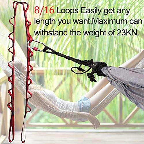 KIKIGOAL 2pcs Safety Daisy Chains Strong Climbing Strap Adjustable Nylon Strap Rope Yoga Pilates Stretching Straps (red, 105cm * 1.5cm/41.34'x0.59)