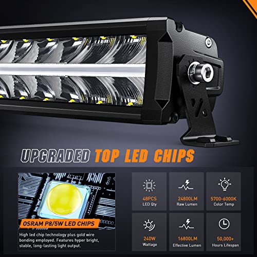 Nilight 30 Inch LED Light Bar 240W 24800LM Anti-Glare Flood Spot Combo Offroad LED Driving Light Bar IP68 w/ 14AWG DT Connector Wiring Kit for Pickup Truck SUV ATV UTV Boat 4x4 Jeep