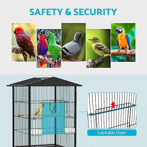 Advwin Bird Cage 85x45x57cm 2 Perches Large Aviary Parrot Budgie Finch Canary Wheels w/Brake