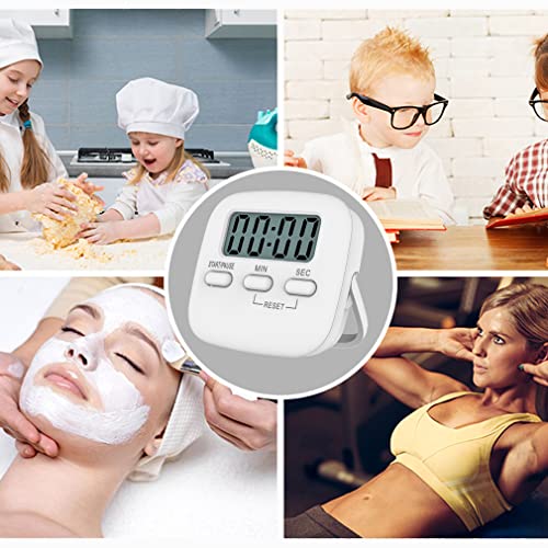 Digital Kitchen Timer/White Timer for Kids with Bracket and Hanging Hole,HD Sound Quality Magnetic Stopwatch Timer for Cooking,Study,Exercise and Baking