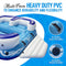 SereneLife Inflatable 4- Person Floating Island Raft, Party Island Raft w/ 4 Drink Holders, Use for Lounging on Lake, Beach River or Pool