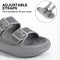 LongBay Women Men Double Buckle Adjustable EVA Slide Slippers Cloud Pillow Sandals (Dark Gray, 5-6 Women/3-4 Men）