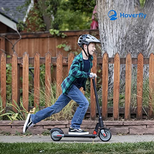 Hoverfly GKS Electric Scooter for Kid Ages 6-12, Max 6.5km and 12km/h by 150w Motor, 6" Solid Rubber Wheels and UL2272 Certified Approved, Lightweight Aluminum Frame Electric Scooter for Kid Black