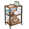 VASAGLE Kitchen Shelf on Wheels Serving Trolley with 3 Shelves Metal Frame with 6 Hook Rustic Brown KKS60XV1