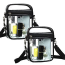 2 Pcs Clear Crossbody Purse Bag Stadium Approved Bag Transparent Shoulder Bag for Sports Games Concerts and Festivals, Black