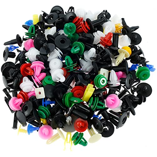 200Pcs Bumper Clips Car Retainer Clips & Plastic Fasteners Kit Auto Body Push Rivets Fender Liner Clips Multiple Size Universal Car Door Panel Trim Clip Fasteners for Car Auto Vehicle Truck