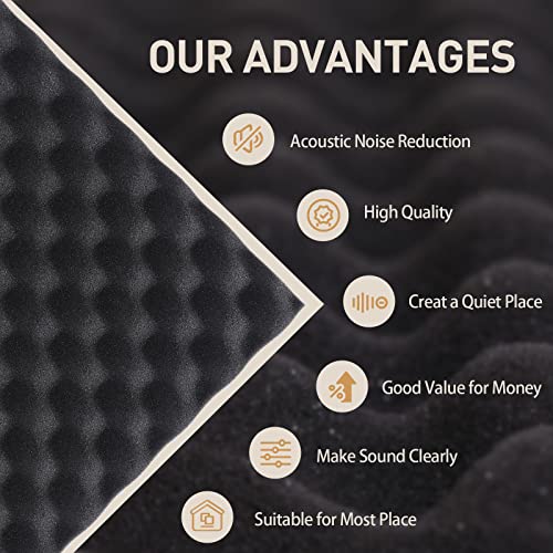 AUSLET- 24 Pack Egg Crate Acoustic Panels，30 X 30 X 3 cm High Density Sound Proofing Panels，Sound Proof Panels,Sound Proof Foam Panels for Wall