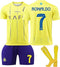 2023-2024 Kids Soccer Jerseys Ronaldo No #7 NASSR Riyadh Al 2th Away Football Soccer Jersey/Shorts Socks Gift Set Youth Sizes (as1, Age, 8_Years, 9_Years) Yellow