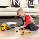 ZCOINS Construction Trucks 11 in 1 Vehicles with Car Met and Road Sign Sticker Car Toys for Over 3 Year Old Boys