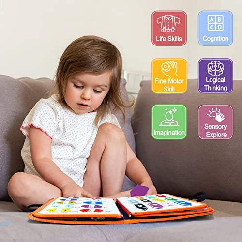 PELOSTA Busy Board for Toddlers,Montessori Toys for Boys Girls 1 2 3 Year Old,Early Educational Activity Baby Sensory Toy,Autism Busy Book Travel Toys for Kids,3 4 5 6 7 Year Old Boys Girls Gifts Toy