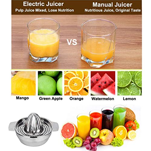 iDopick Citrus Juicer Stainless Steel, Manual Hand Citrus Juicer Squeezer for Orange, Lemon, Grapefruit, Lime Lemon & Fruit Juices,Dishwasher Safe,Silver(13OZ)