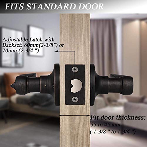 10 Pack Privacy Bathroom Door Lock Lever Keyless No Keys Door Lockset;Right/Left Handed Reversible;Oil Rubbed Bronze Door Levers Hardware