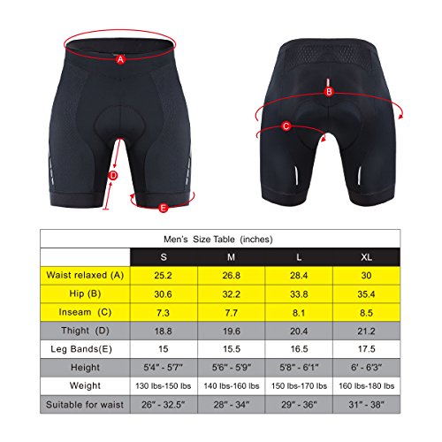 Souke Sports Men's Cycling Shorts Padded Bicycle Riding Half Pants Bike Biking Cycle Tights Black