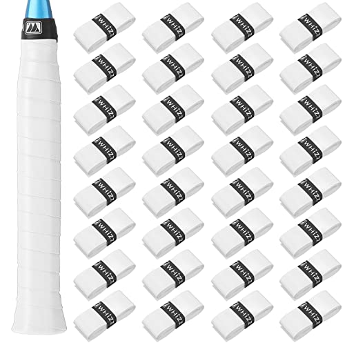 Jerify 24 Pieces Tennis Racket Grip Tape, Precut Tennis Grip Tape, Tennis Overgrips with Velvety Comfort for Anti Slip and Absorbent Grip (White)