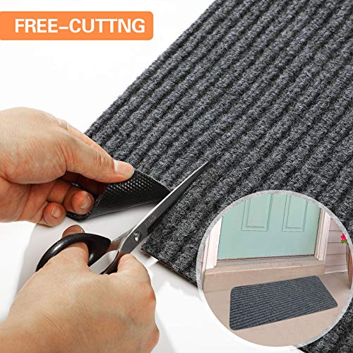 Nuanchu Large Semi Finished Outdoor Mat 16 x 79 Inch Narrow Door Mat Non Slip Mats Waterproof Carpet Roll for Bathroom Entryway Indoor Outdoor(Gray,1 Roll)