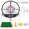 Pop Up Golf Chipping Net with Golf Hitting Mat, Golf Target Chipping Net Collapsible 8 Golf Practice Balls 4 Golf Tees Rubber Tee Holder Fixed Tools for Indoor Outdoor Swing (Net+Mat)