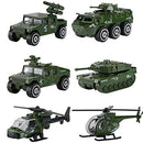 Hautton Diecast Toy Vehicles, 6 Pack Alloy Metal Action Toys Model Cars Playset Tank, Jeep, Panzer, Attack Helicopter, Anti-air Vehicle, Scout Helicopter for Kids Boys Toddlers