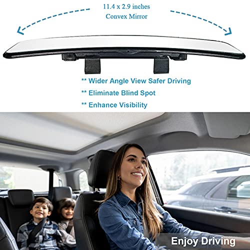 Kitbest Rear View Mirror, Universal Interior Clip On Rearview Mirror, Wide Angle Mirror, Panoramic Car Mirror to Reduce Blind Spot Effectively for Car SUV Trucks – Clear Tint