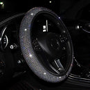 Steering Wheel Cover New Women Bling AB Rhinestone Crystal Diamond Car SUV Sedan Roadster Steering Wheel Protector Non-Slip Steering Wheel Cover Universal Fit 14.2" -15.3" inches