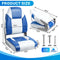 Dreizack Boat Seats 2 Packs, Folding High Back Fishing Waterproof Universal Pontoon Boat Seat Bass Tracker Boat Chairs with Stainless Steel Screws, Aluminum Hinges and Thickened Cushion, Blue&White02