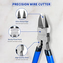 Wire Cutters, 6 inch, KAIHAOWIN Precision Flush Cutters Ultra Sharp Wire Cutters for Crafting Side Cutters Wire Snips Spring Loaded Dikes Wire Cutter for Jewelry Making, Blue with Black Handle