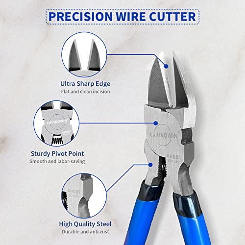 Wire Cutters 10 Pack, KAIHAOWIN 6 inch Dikes Small Wire Cutters Flush Cutters Wire Snips Clippers Diagonal Cutters Side Cutters Cutting Pliers for Crafting