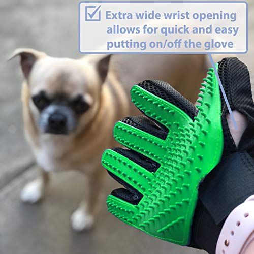 Zenify Pets Hair Grooming Glove Mitt for Deshedding Fur Removal from Pet Cats, Kittens, Rabbits, Guinea Pigs, Dogs, Puppies (Green (Right Handed))