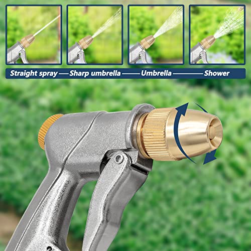 DERASL Garden Hose Gun,Spray Gun Garden Hose Nozzle 100% Metal with Adjustable Water Flow for Car Wash,Showering Pets and Watering Plant Pressure Washer Accessories