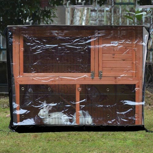 Tophomer Rabbit Hutch Cover Universal 48" Durable 210D Oxford Cloth Outdoor Rabbit Hutches Cover Windproof Waterproof Thermal Cage Cover Black